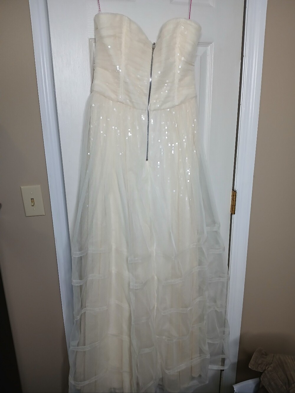 NWT Betsey Johnson Ivory Corset Bustier Sequin Strapless Zip Dress Formal Prom 4